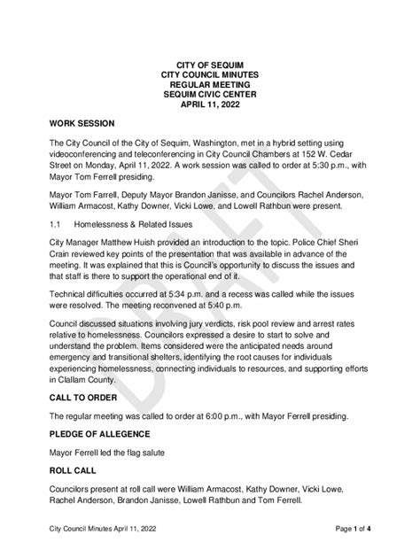 sequim city council minutes.